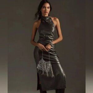 Anthropologie Silver Halter Dress - Size Large